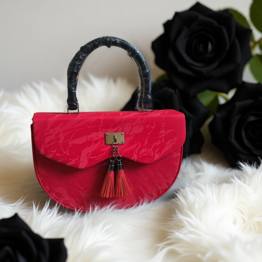 Ruby Grace – Elegant Crimson Handbag with Tassel Charm