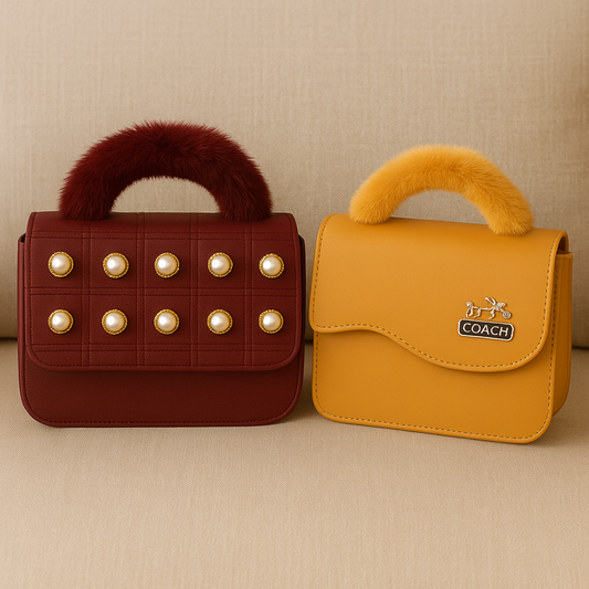 Pearl Charm & Coach-Inspired Fur Handle Combo