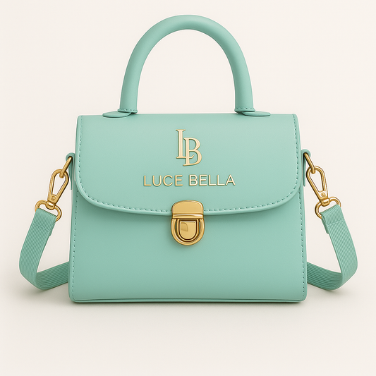 Luce Bella Ice Blue Mini Satchel – Gold Logo Edition