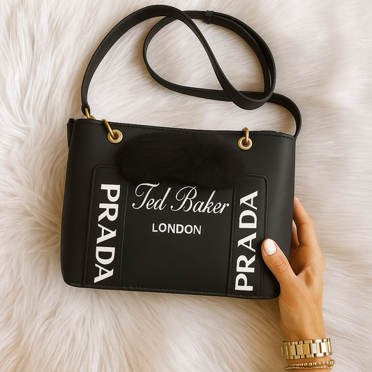 Black Luxury Tote with Faux Fur Charm