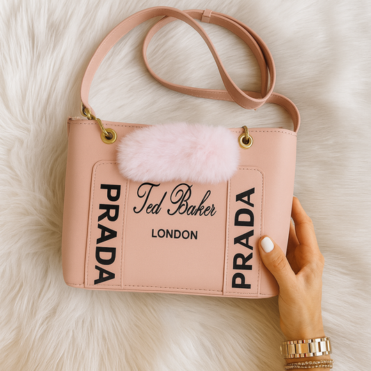 Blush Pink Luxury Tote with Faux Fur Charm