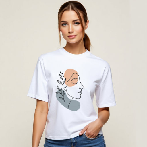 Botanical Face – Premium Summer Cotton Tee (White | M & L)