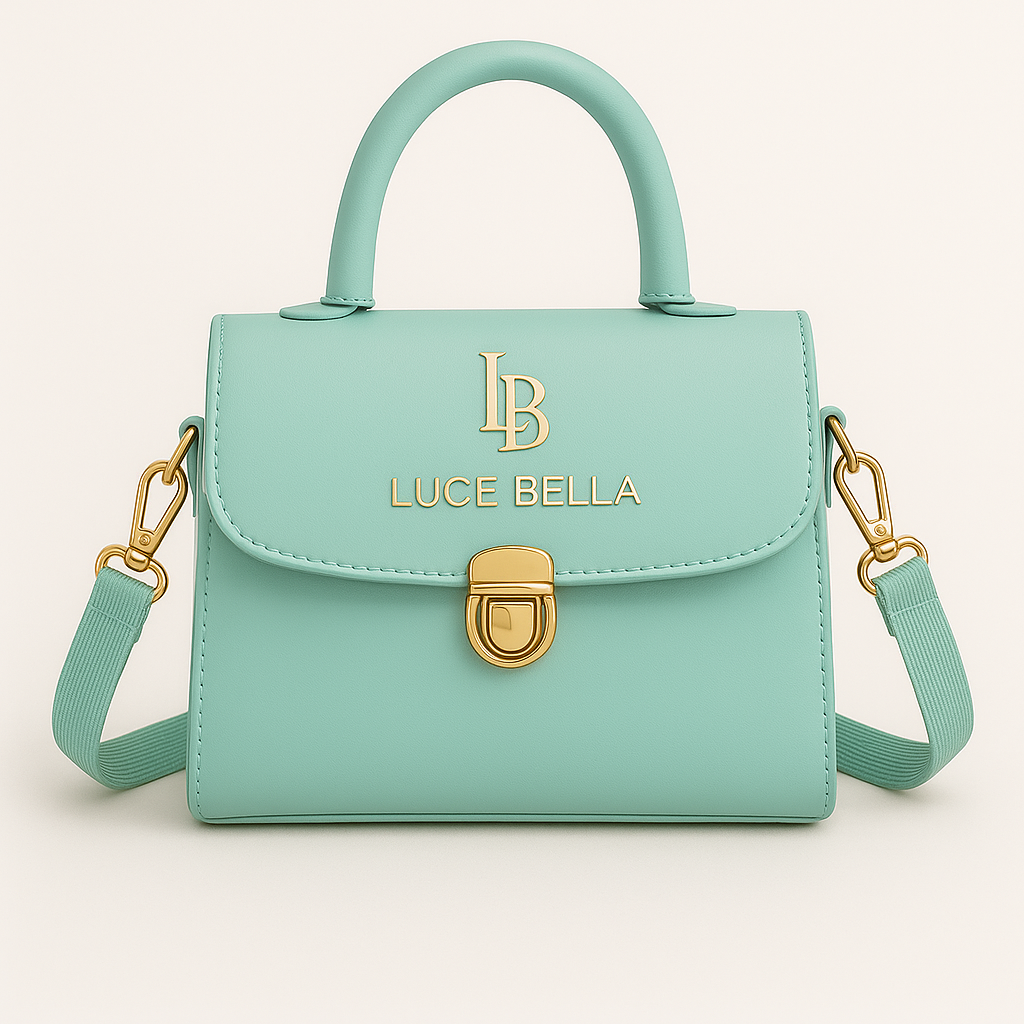 Luce Bella Ice Blue Mini Satchel – Gold Logo Edition
