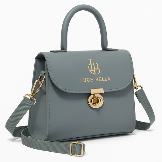 Luce Bella Grey Mini Satchel – Gold Logo Edition