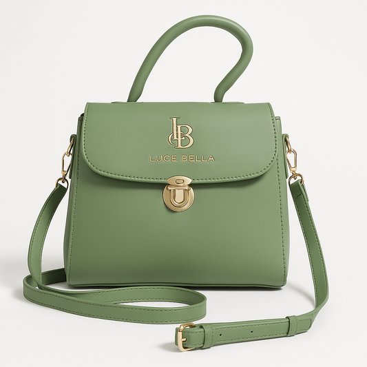 Luce Bella Green Mini Satchel – Gold Logo Edition