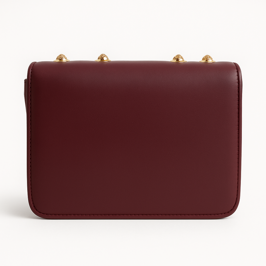 Burgundy Gold Accent Chain Bag – Luxe Designer-Inspired Edition