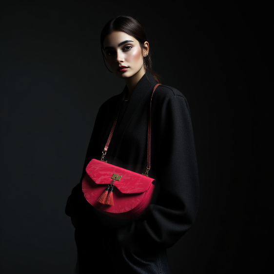 Ruby Grace – Elegant Crimson Handbag with Tassel Charm